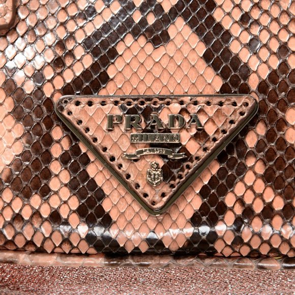 Prada Women's Pink Python Skin Leather Bag Clutch - Picture 3 of 7